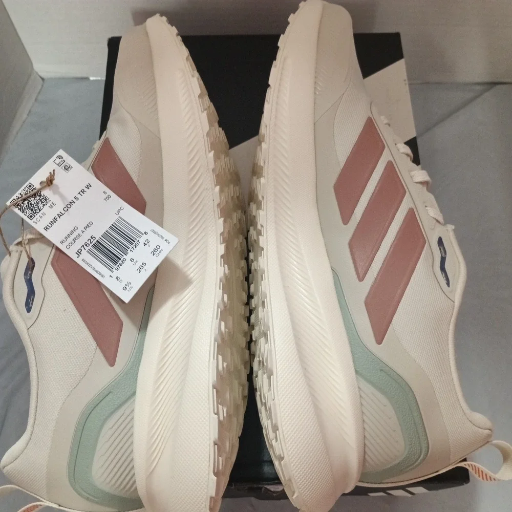 Adidas Runfalcon 5 TR W Shoes Womens Size 9.5 Beige Water Repellent Trail JP7625